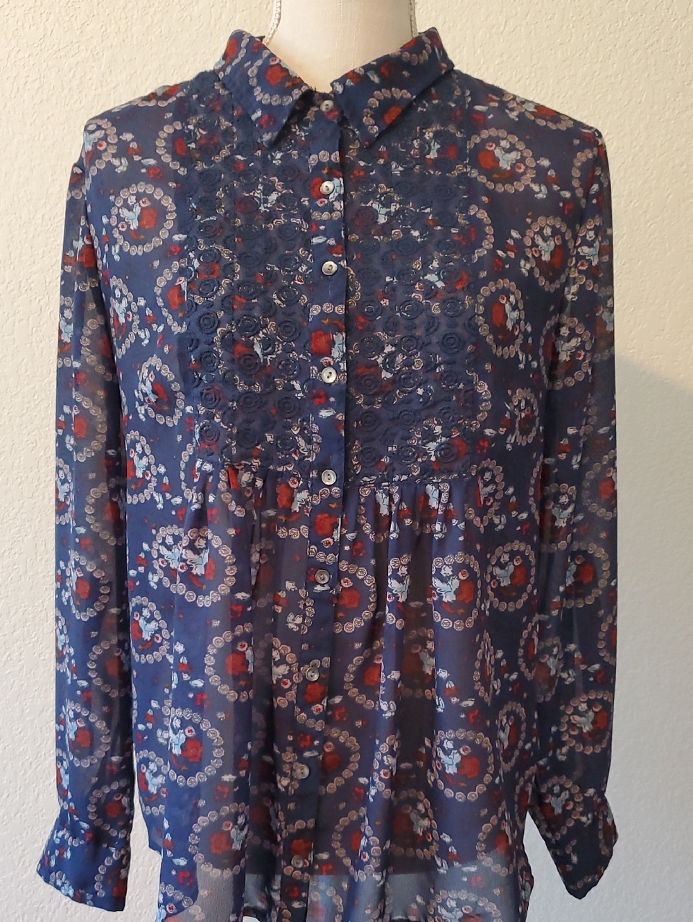 Tantrums Navy Blue Floral Blouse